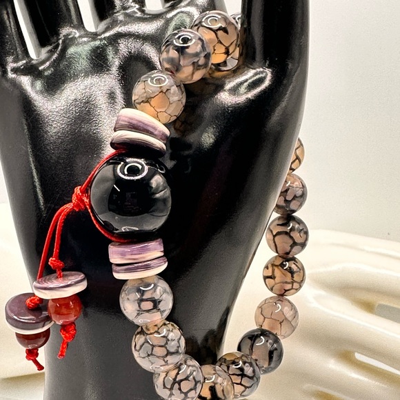 DRAGONS VEINS + ONYX NATURAL STONES BRACELET size 7.5” - Picture 11 of 13